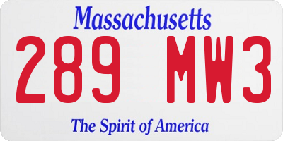 MA license plate 289MW3