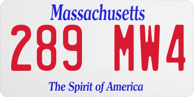 MA license plate 289MW4
