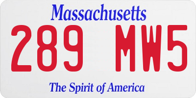 MA license plate 289MW5