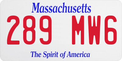 MA license plate 289MW6