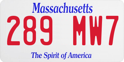 MA license plate 289MW7
