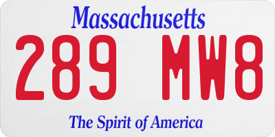 MA license plate 289MW8