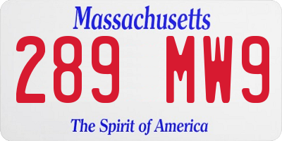MA license plate 289MW9