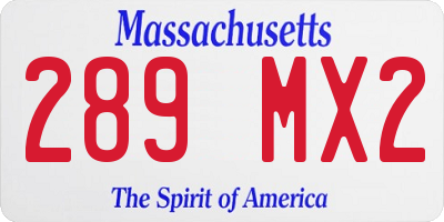 MA license plate 289MX2