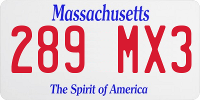 MA license plate 289MX3