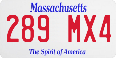 MA license plate 289MX4