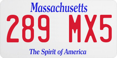 MA license plate 289MX5