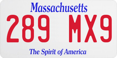 MA license plate 289MX9