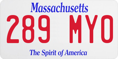 MA license plate 289MY0