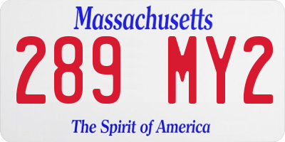 MA license plate 289MY2