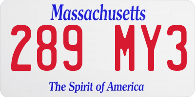 MA license plate 289MY3