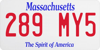 MA license plate 289MY5