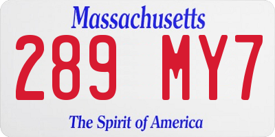 MA license plate 289MY7