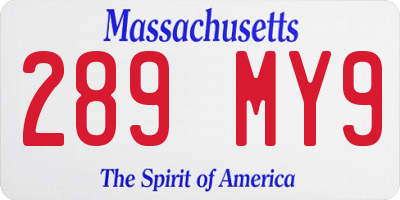 MA license plate 289MY9