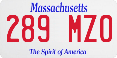 MA license plate 289MZ0