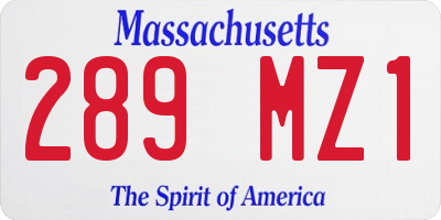 MA license plate 289MZ1