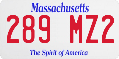 MA license plate 289MZ2