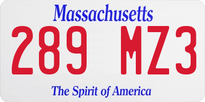 MA license plate 289MZ3