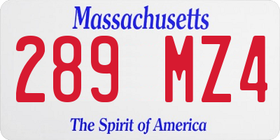MA license plate 289MZ4