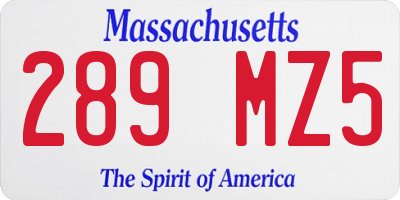MA license plate 289MZ5