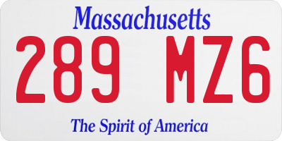 MA license plate 289MZ6