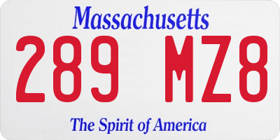 MA license plate 289MZ8