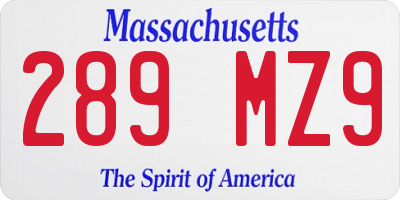 MA license plate 289MZ9