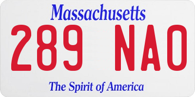MA license plate 289NA0