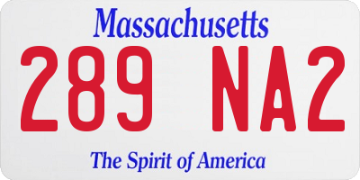 MA license plate 289NA2
