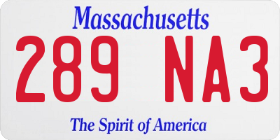 MA license plate 289NA3