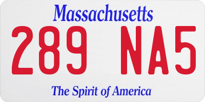 MA license plate 289NA5