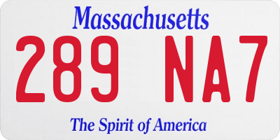 MA license plate 289NA7