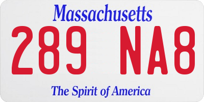 MA license plate 289NA8