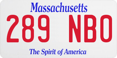 MA license plate 289NB0