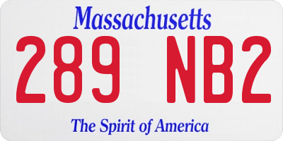 MA license plate 289NB2