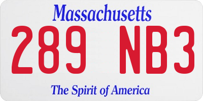MA license plate 289NB3