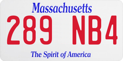 MA license plate 289NB4