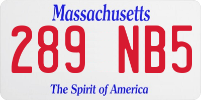 MA license plate 289NB5