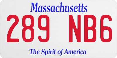 MA license plate 289NB6