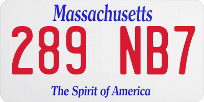 MA license plate 289NB7