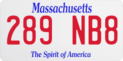 MA license plate 289NB8