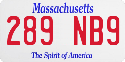 MA license plate 289NB9