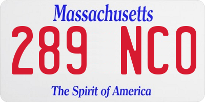 MA license plate 289NC0