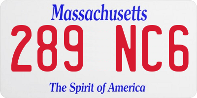 MA license plate 289NC6