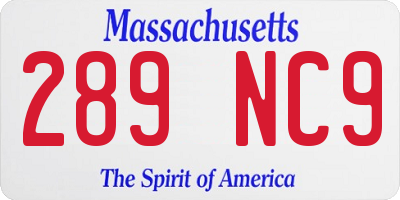 MA license plate 289NC9