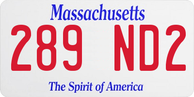 MA license plate 289ND2
