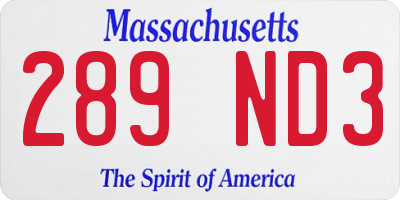 MA license plate 289ND3