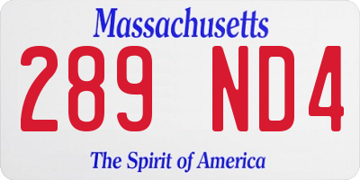 MA license plate 289ND4
