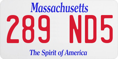 MA license plate 289ND5