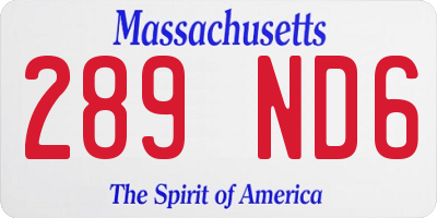 MA license plate 289ND6